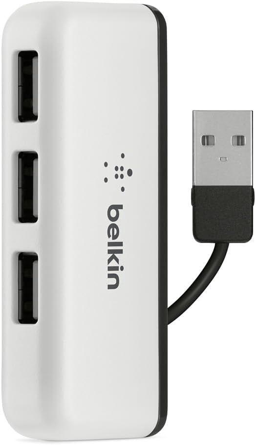 Belkin - Mini hub 4 ports (2 x USB-C et 2 x USB-A) avec Câble USB-C Intégré - Hub USB-C pour MacBook Pro, Chromebook Pixel et autres Ordinateurs Portables USB-C