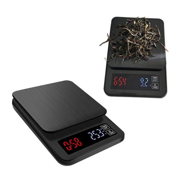 UKCOCO 5kg Balance Numérique pour Café avec Minuteur Balance de Cuisine Électronique pour Pesage Précis Capteurs de Précision Noire