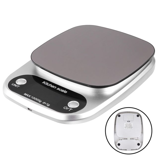Acier Balance Inoxydable 10kg/1g Rechargeable Cuisine Numérique