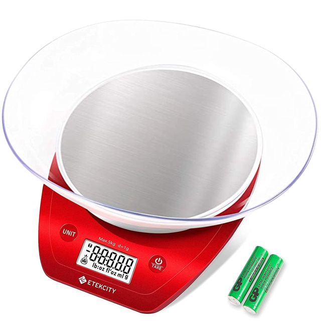 Etekcity EK5250 Bol de cuisine en acier inoxydable, 0,1 g, pour la cuisson, la préparation des repas, le régime céto, et la perte de poids, 5 kg