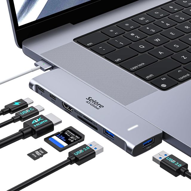 Adaptateur Macbook Hub USB C 7 en 2 avec HDMI 4K@60Hz pour Mac Pro/Air/Neo