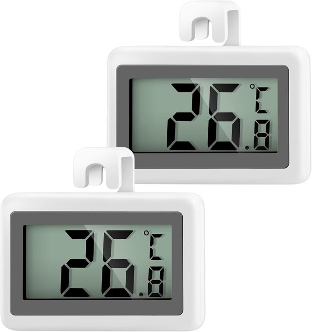 AiQInu 2 Pièces Thermomètre Frigo Numérique, Mini Magnétique Thermomètre Congélateur avec Crochet, Mesure -50°C à +70°C, pour Réfrigérateur et Cuisine