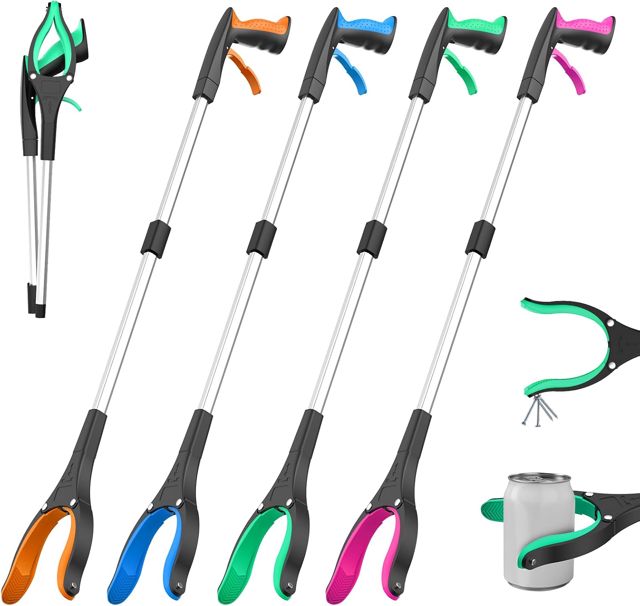 81cm Lot de 4 Pinces Ramasse Objet pour Nettoyage Intérieur/extérieur