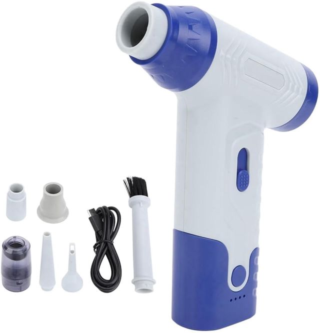 Ventilateur Turbo Rechargeable Duster à Vitesse Variable Portable pour Un Nettoyage Profond et L'Élimination de la Poussière - Blanc