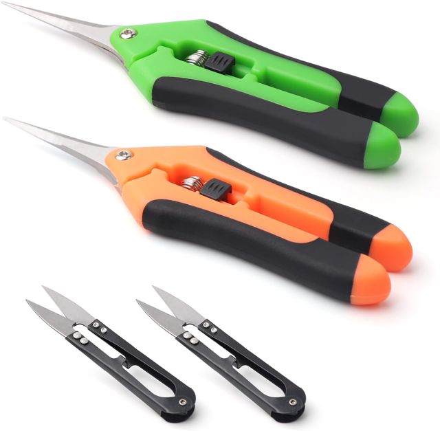 4 Pièces Secateur de Jardin, Sécateurs de Jardin à Bouts Droits, Sécateurs Précision Jardinage avec 2 Coupe Fil Couture, Ciseaux de Jardinage en Acier Inoxydable, Pour Plantes, Fleurs, Bonsaïs, Fruits