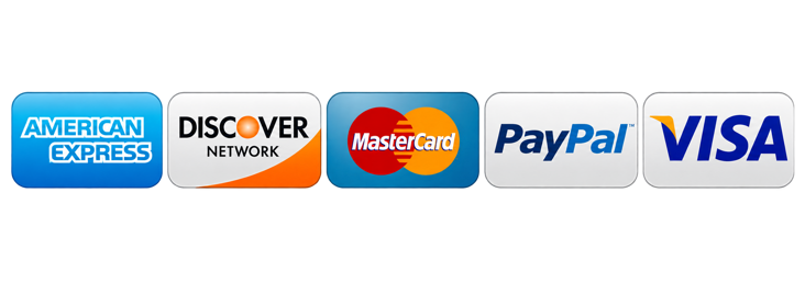 American Express, Discover, Mastercard, PayPal, Visa